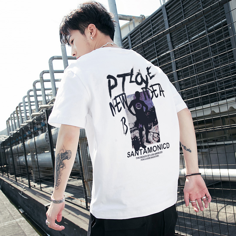 男士短袖t恤潮牌宽松纯棉半袖秋冬2021新款夏季体恤衫潮流上衣服