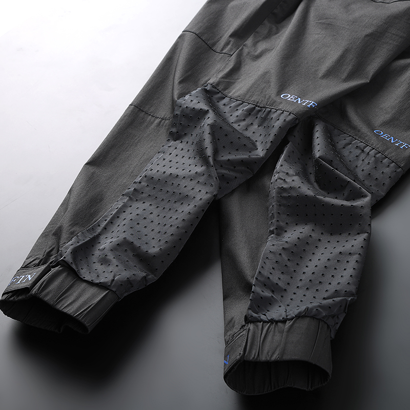 古鼎原创 激光冲孔镂空休闲裤子 男士夏季透气烫印修身束脚九分裤