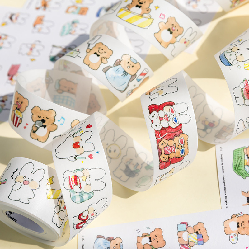 大王可爱动物胶带卡通熊崽兔崽手日记小物件diy胶带