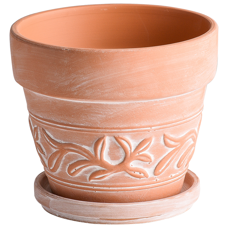 红陶浮雕花盆多肉透气粗陶土泥大号托盘植物花盆