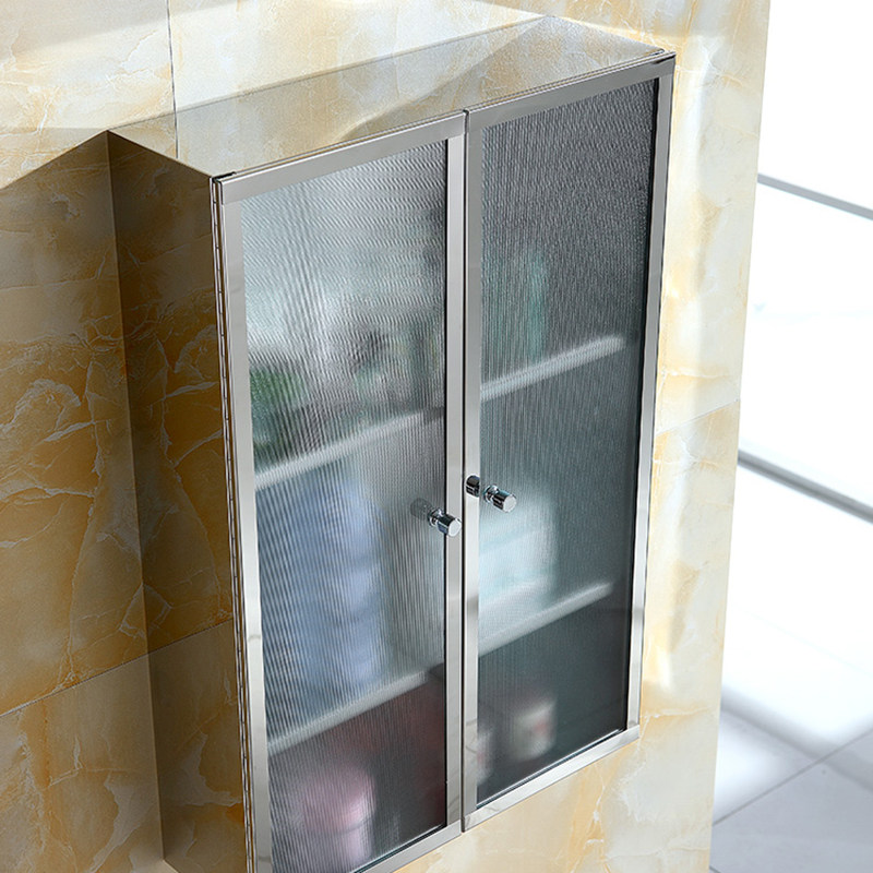 不锈钢浴室吊柜透明玻璃双门厨房储物柜壁挂橱柜餐边柜