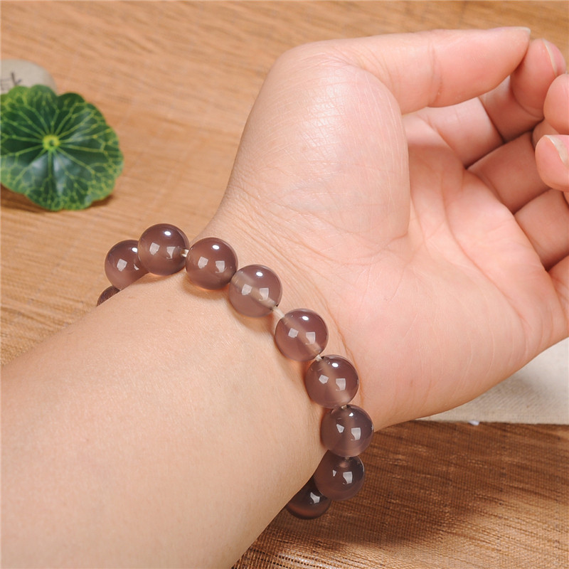 玛瑙玉石石匠精品级玉髓灰手链男女水晶串珠手饰