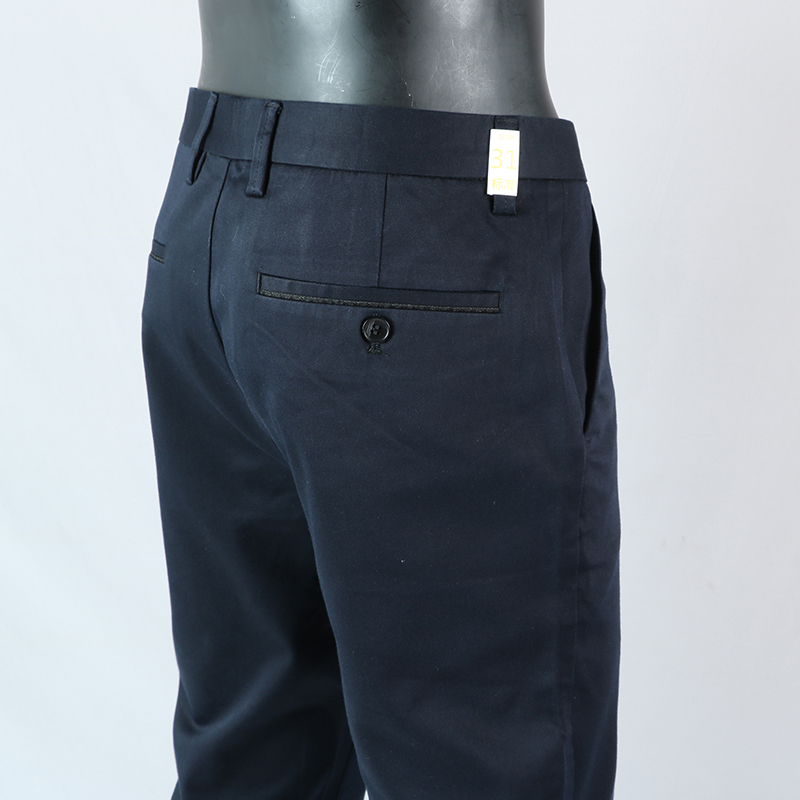 外贸剪标秋冬季男士休闲裤商务丝滑宽松直筒蓝色西裤中青年长裤子