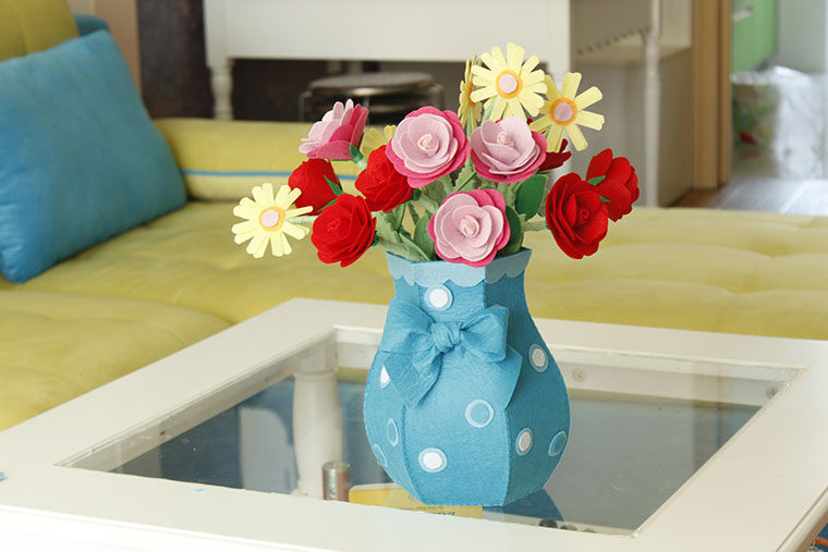 【免裁剪】漫布布艺手工diy不织布材料包绽放花语布艺花瓶包邮