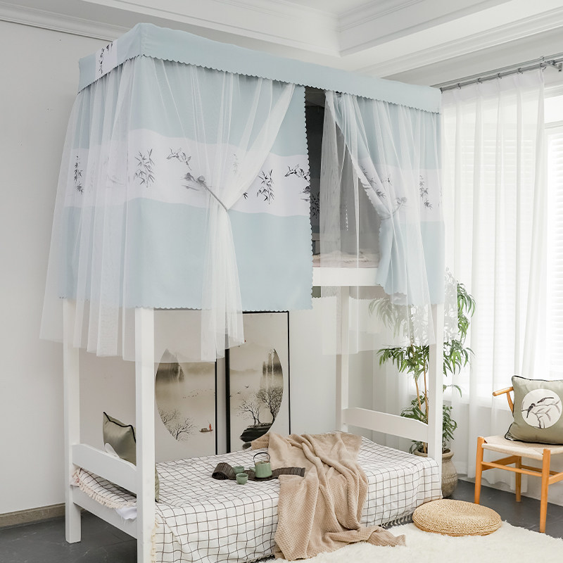 学生色带蚊帐布蚊帐小清新少女纯色宿舍公主加厚床幔