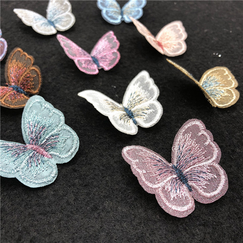 补丁蕾丝蝴蝶小号布贴绣花图案手缝修补补贴布贴