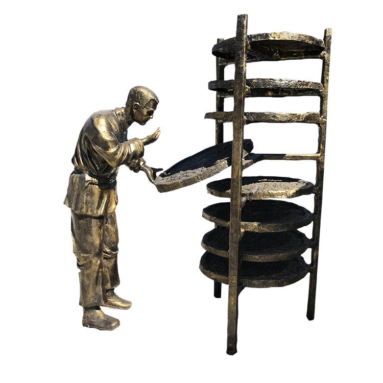 玻璃钢茶文化雕塑仿铜铸铜人物户外采茶制茶流程摆件