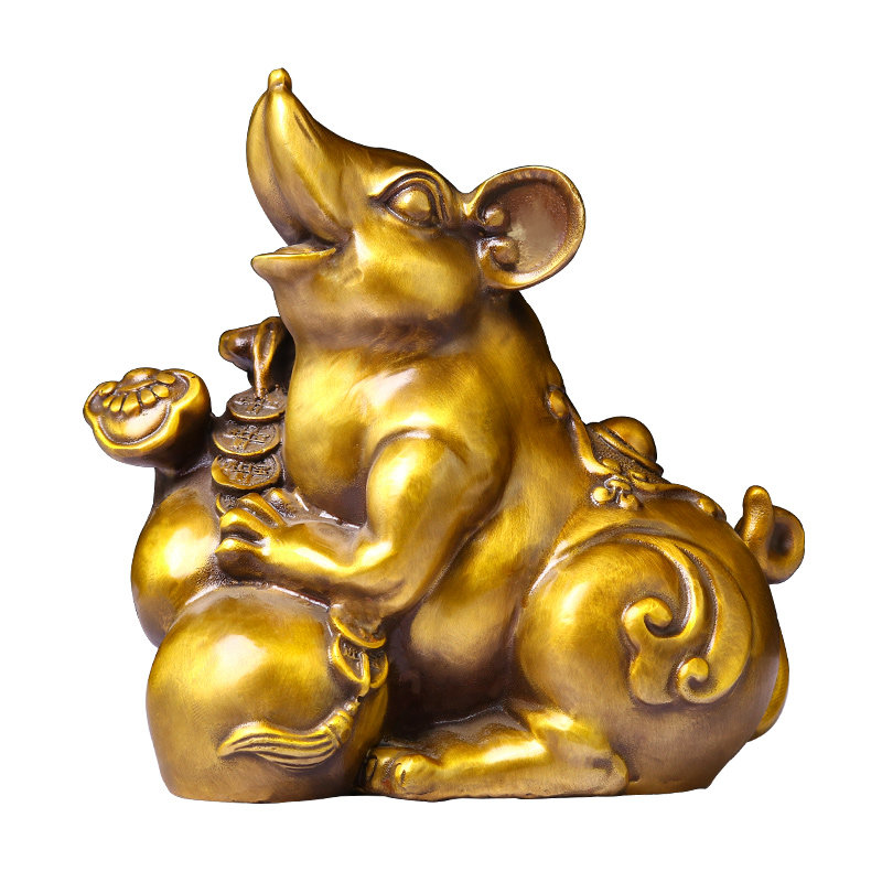 摆件鼠年吉祥物铜鼠生肖卡通可爱可爱客客厅招财摆件
