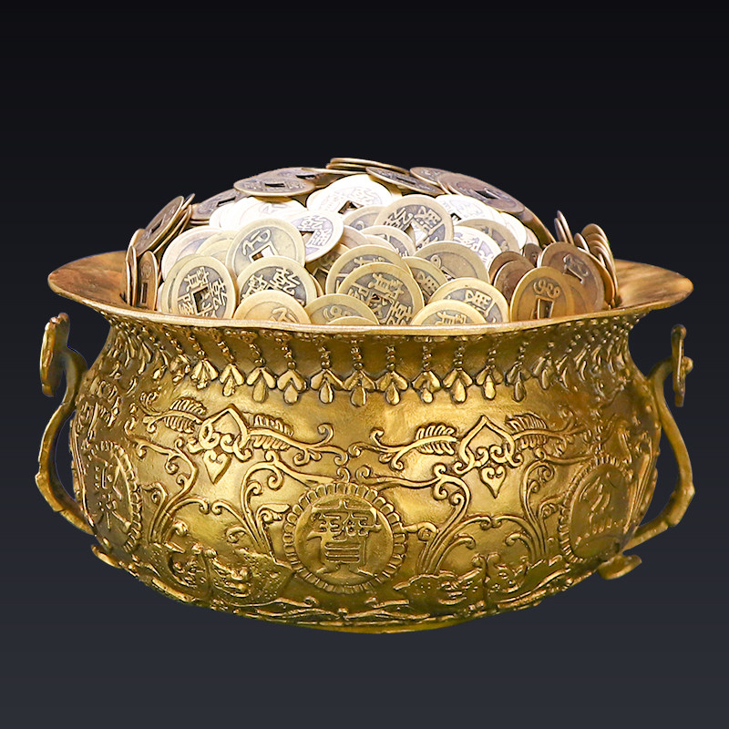 风水聚宝盆财位玄关摆件纯铜招财聚财客厅镇宅家摆件