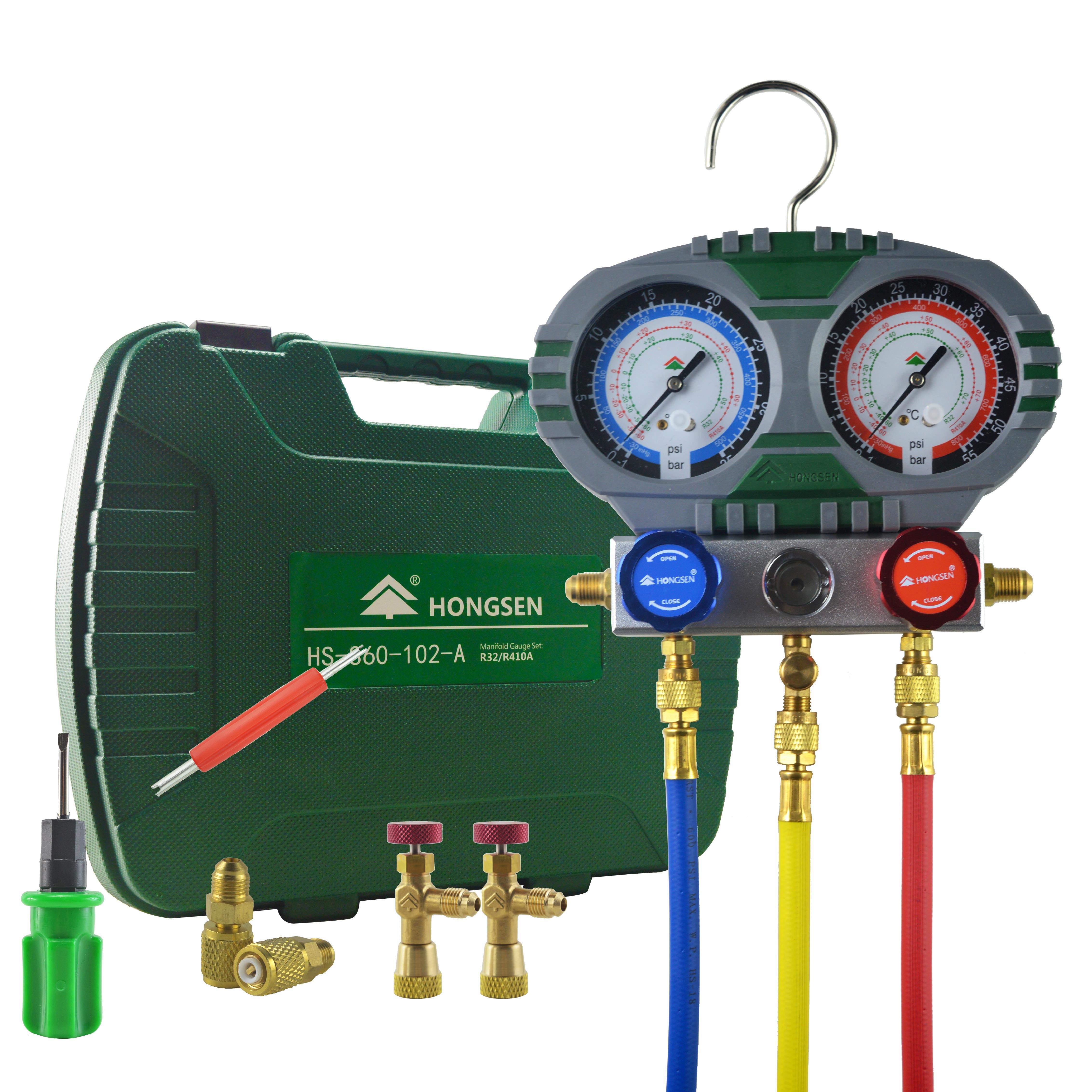 加氟鸿森空调表雪种r32r410r22加液双表阀压力表冷媒防撞空调配件
