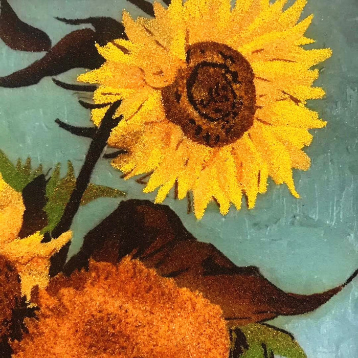 向日葵欧洲琥珀立体画现代画工工艺世界名画梵高收藏工艺画