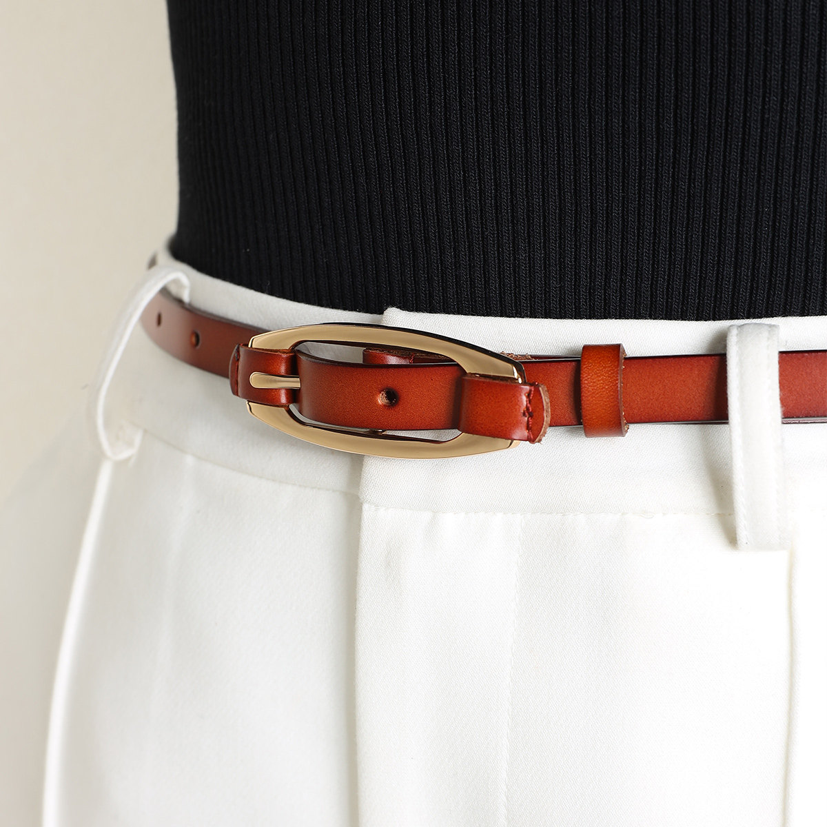 牛皮女士女细裤腰带牛仔裤牛仔百搭搭头皮带简约腰带