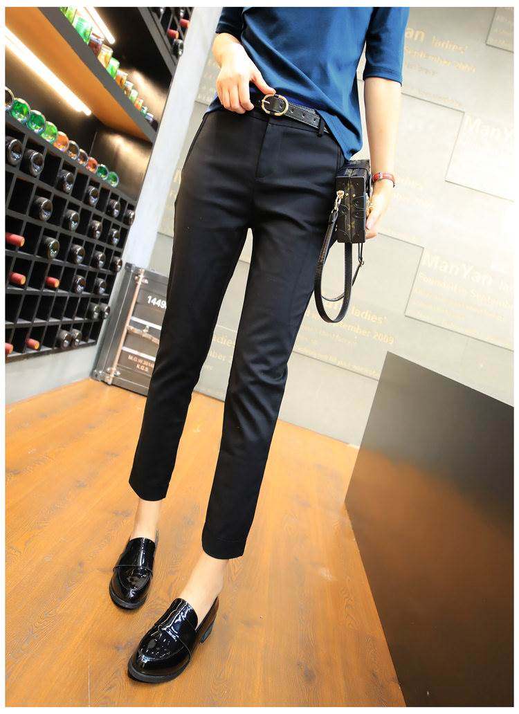 黑色西裤女夏季薄款九分休闲小个子八分烟管春秋西装小脚职业长裤