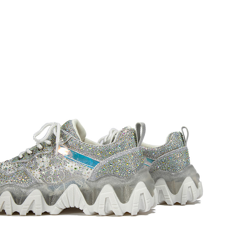 selaiya网红老爹鞋女夏季透气2021年新款满钻水晶时尚休闲鞋