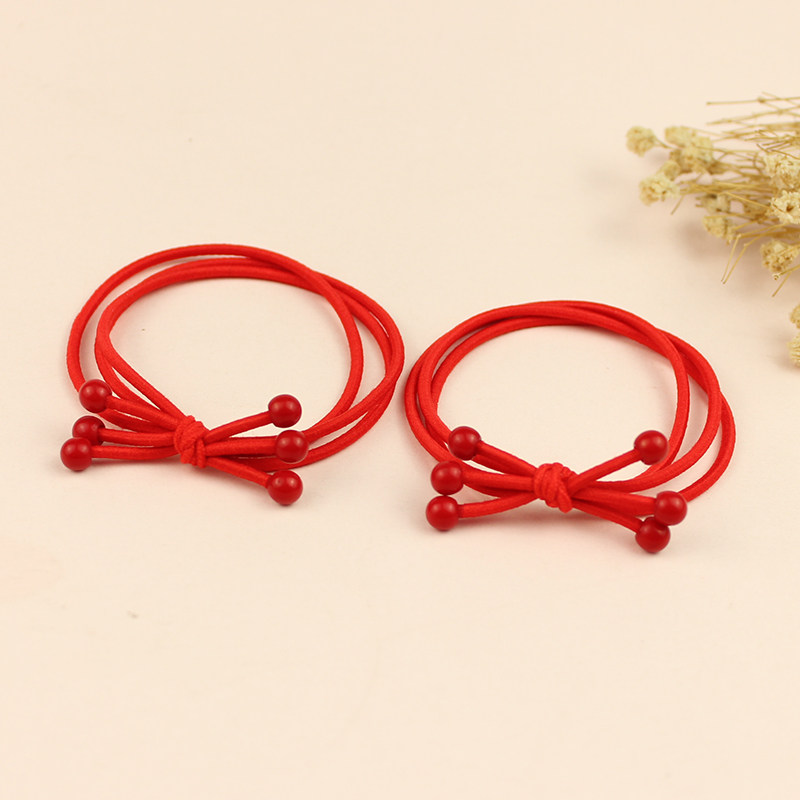 新年大红红色头绳皮筋本命本命年年中国红发绳结发饰