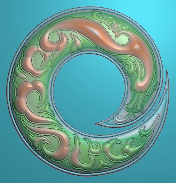 1119仿古龙珏平安扣浮雕精雕jdp灰度bmp格式设计素材