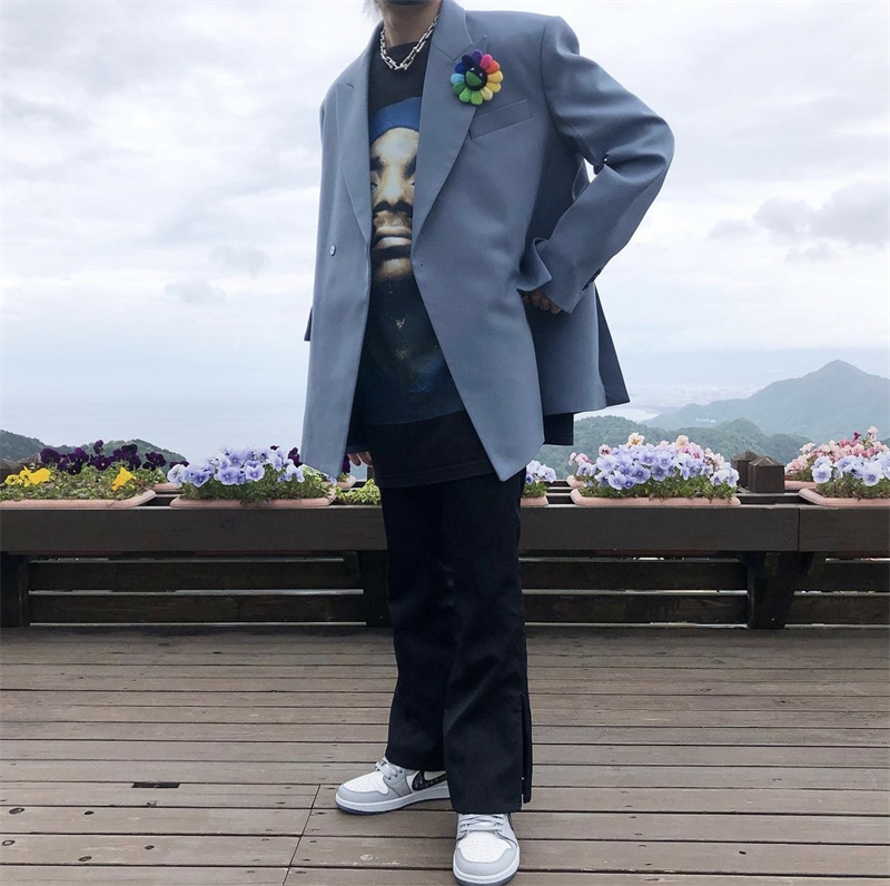 we11done后背浮雕潮流休闲gd权志龙同款雾霾高级西服