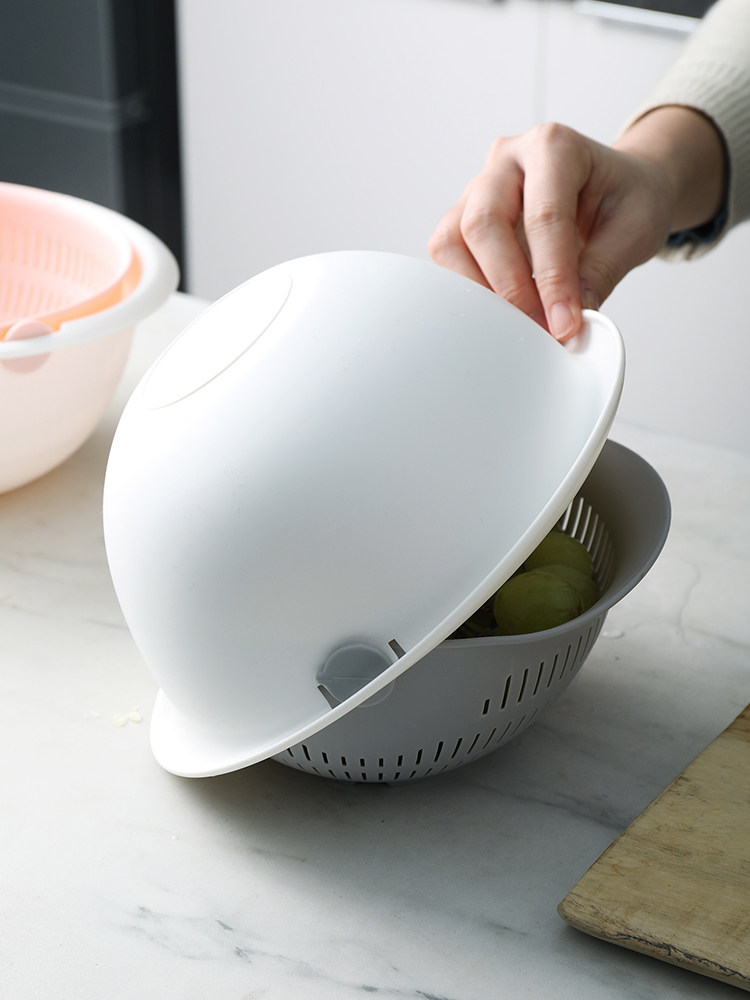 厨房储物收纳多功能双层旋转沥水篮果盘蔬菜水果洗菜实用新品塑料