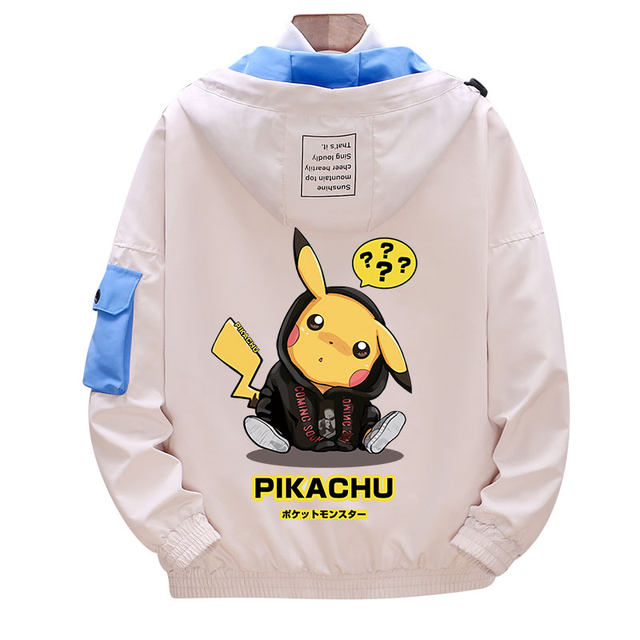 Anime Pikachu matching jacket male fashion matching cargo pair clothing autumn cartoon two dimensional matching jacket Anime Pikachu matching jacket male fashion matching cargo pair clothing autumn cartoon two dimensional matching jacket