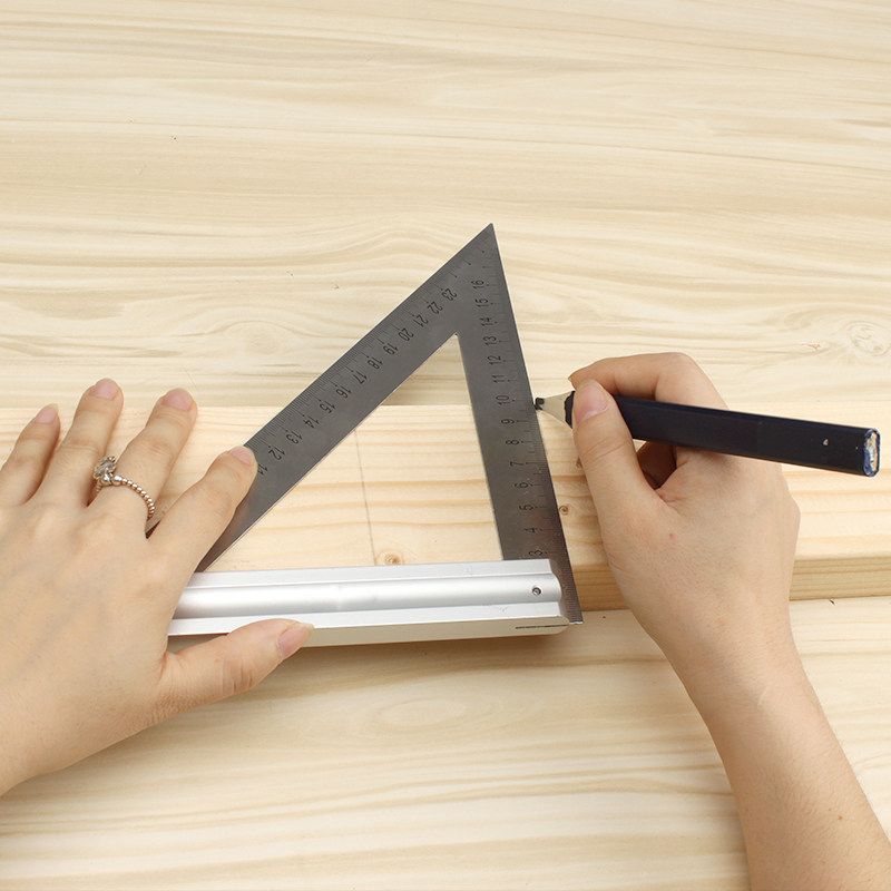 美科木工直角尺90度不锈钢三角尺铝座量角器45度测量角尺