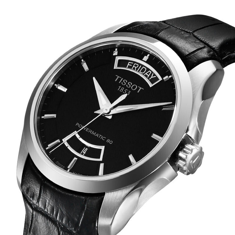 天梭库图系列星期星期日日历显示皮带皮带机机械瑞士腕表