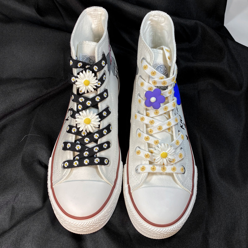 小雏菊鞋带图案刮刮乐潮潮男装饰品网红夏天球鞋鞋带