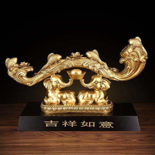 虹丰纯铜如意摆件吉祥大象装饰品老板客户开业车用烟灰缸