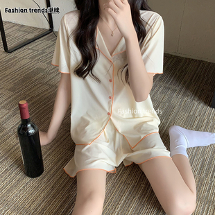 Fashion trends潮牌休闲宽松睡衣女款夏季新款短袖网红家居服套装