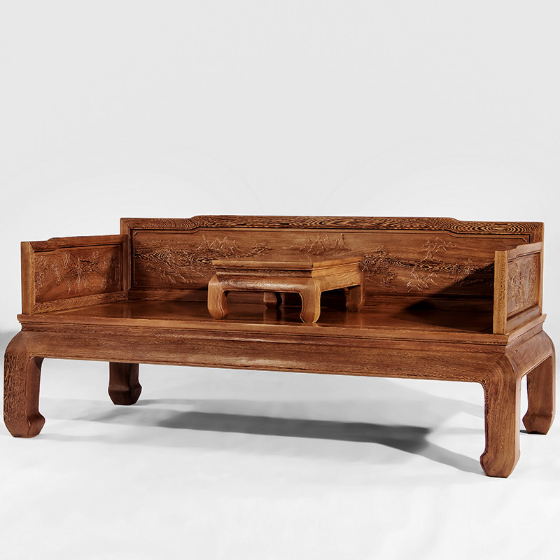 聚航红木家具全鸡翅木山水罗汉床仿古中式客厅实木沙发卧榻床榻