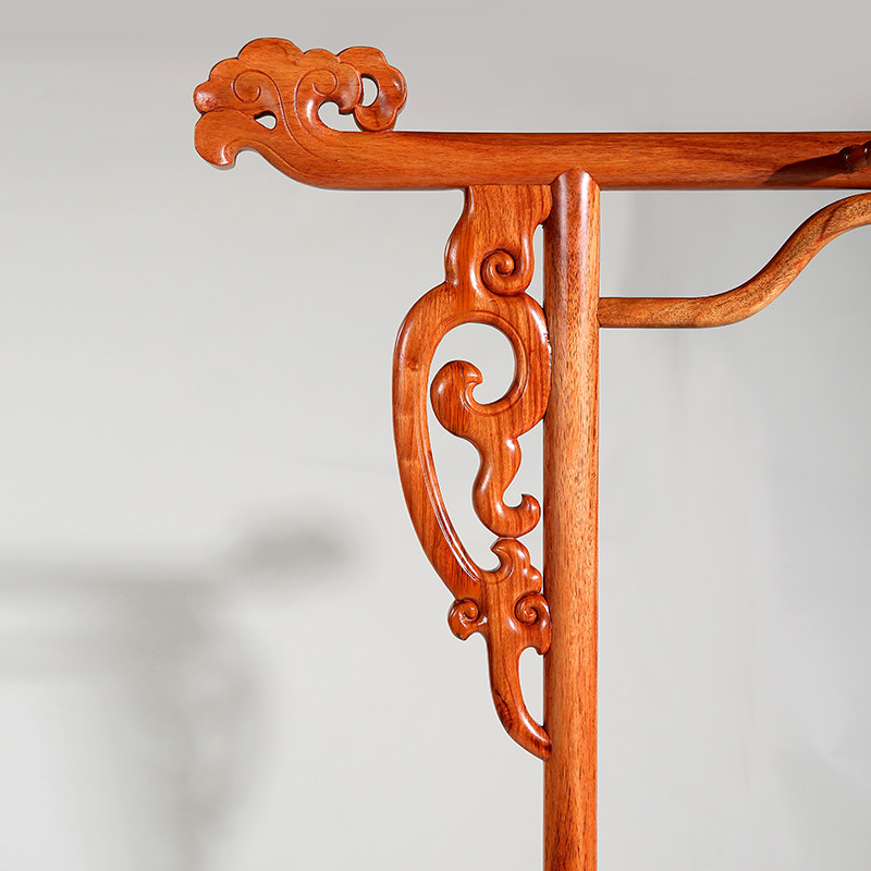 红木家具缅甸花梨木明式冰裂衣帽架家用卧室中式挂衣架客厅服装架