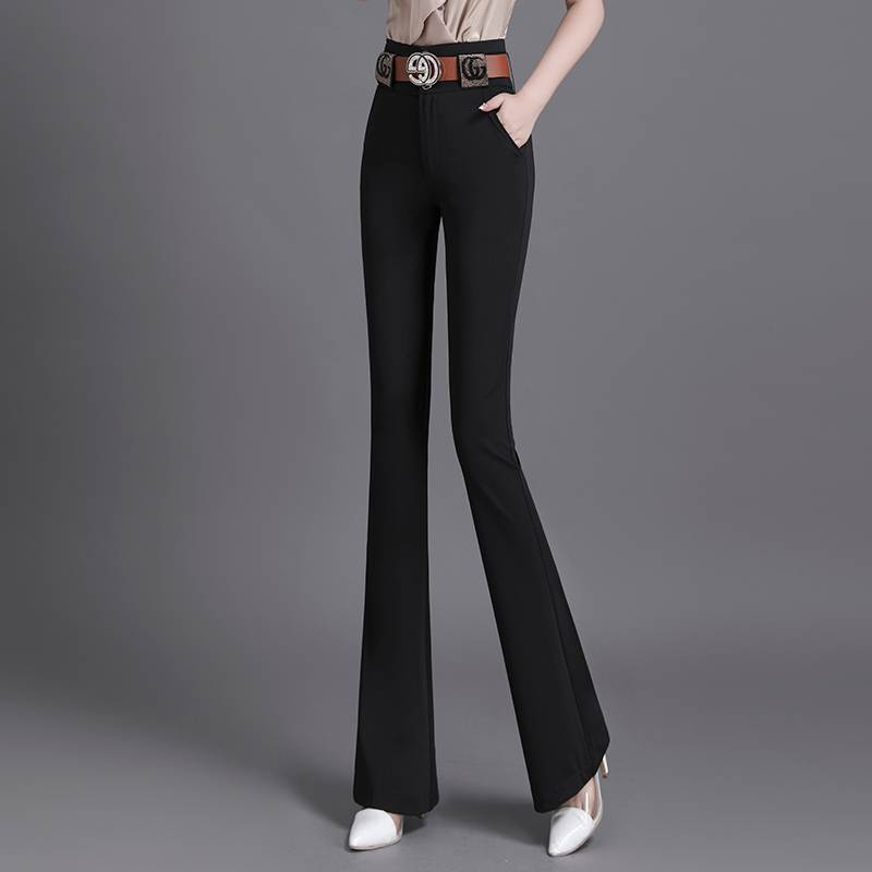 浪安娜黑色垂感微喇叭裤高腰显瘦女裤子2022新款春秋长裤西装裤潮
