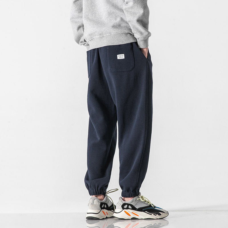 针织春秋哈伦裤潮流束脚日系复古卫裤休闲宽松小脚裤男纯棉运动裤