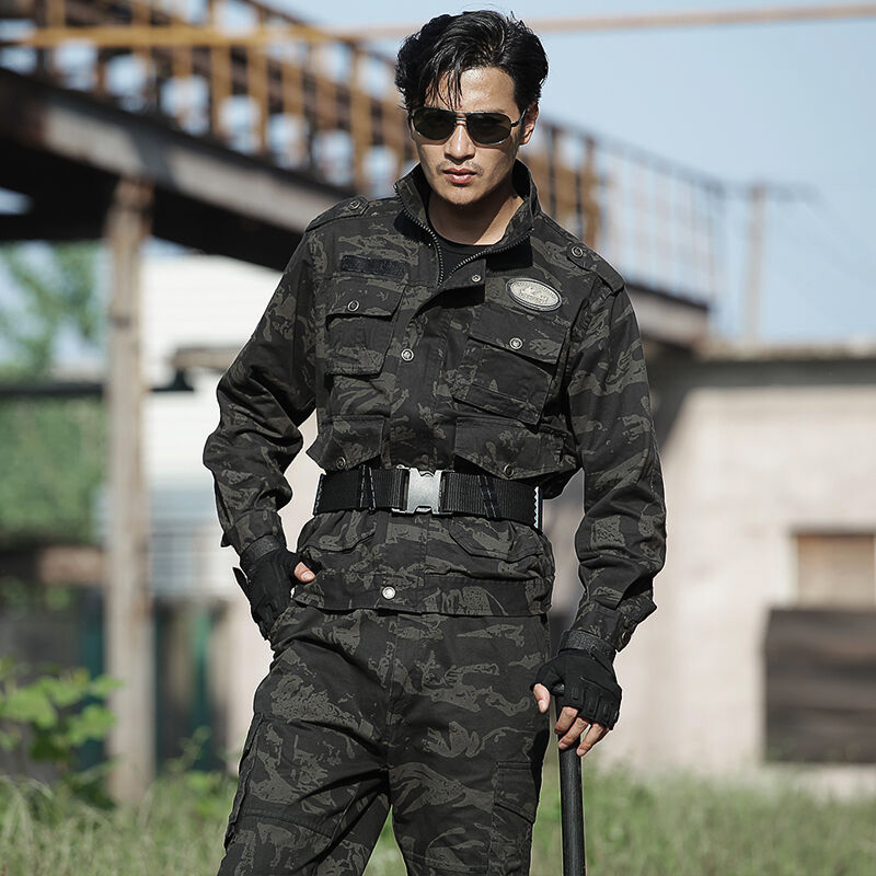 纯棉黑鹰迷彩服套装军装加厚训作户外耐磨舒适作训外套