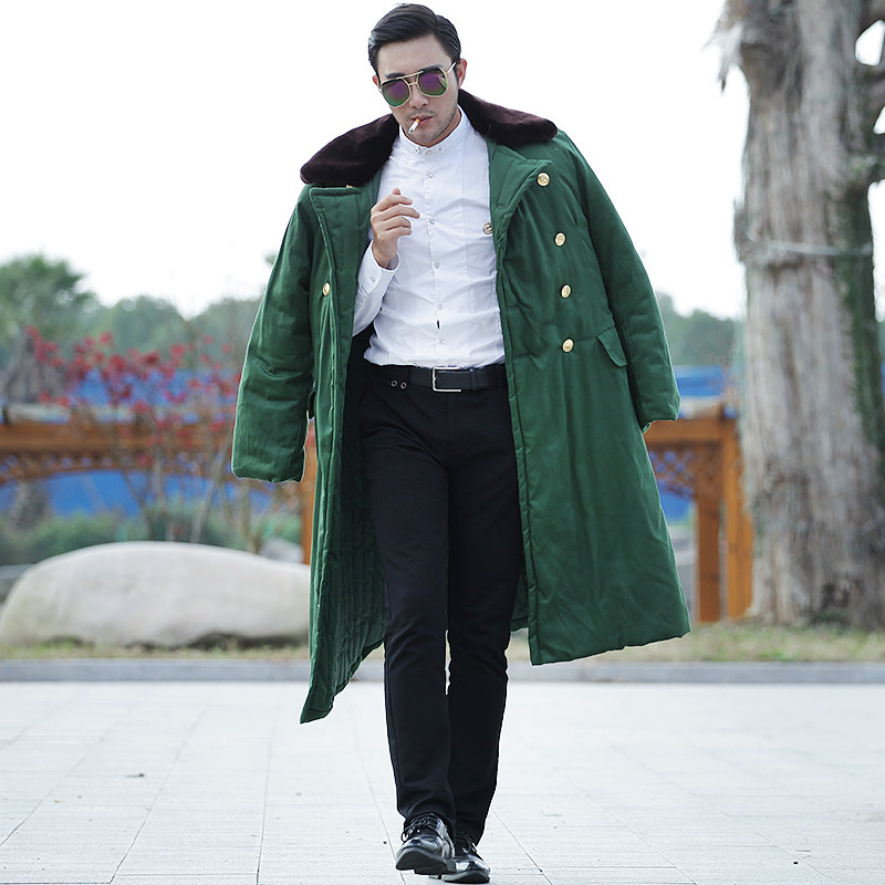 大衣劳保棉袄保暖加长款黄军大衣男加保安防寒服军迷大衣