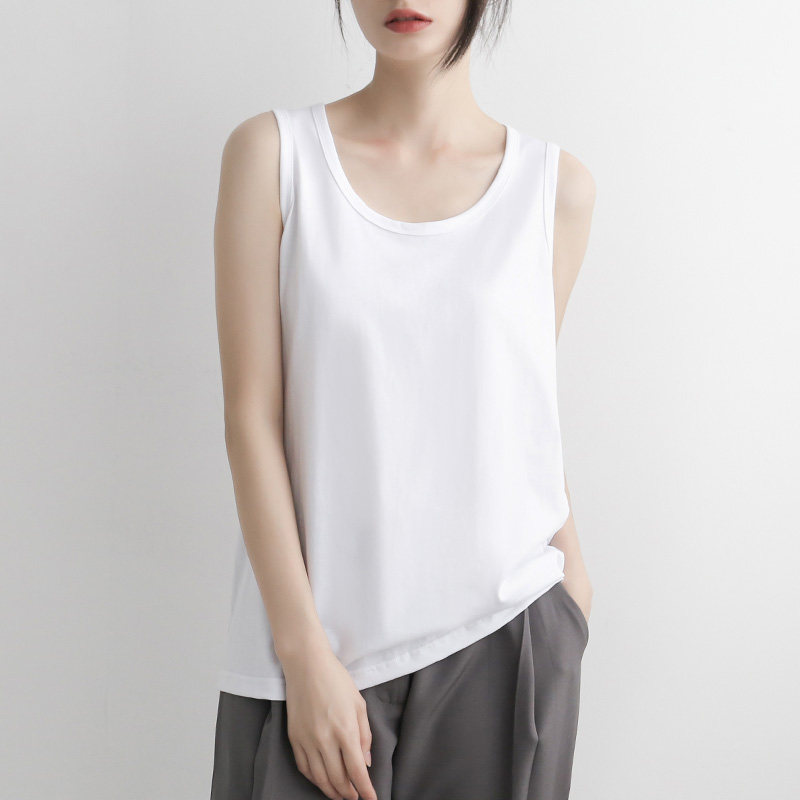背心纯棉汗衫白背心基础无袖白色全棉宽松夏季背心吊带