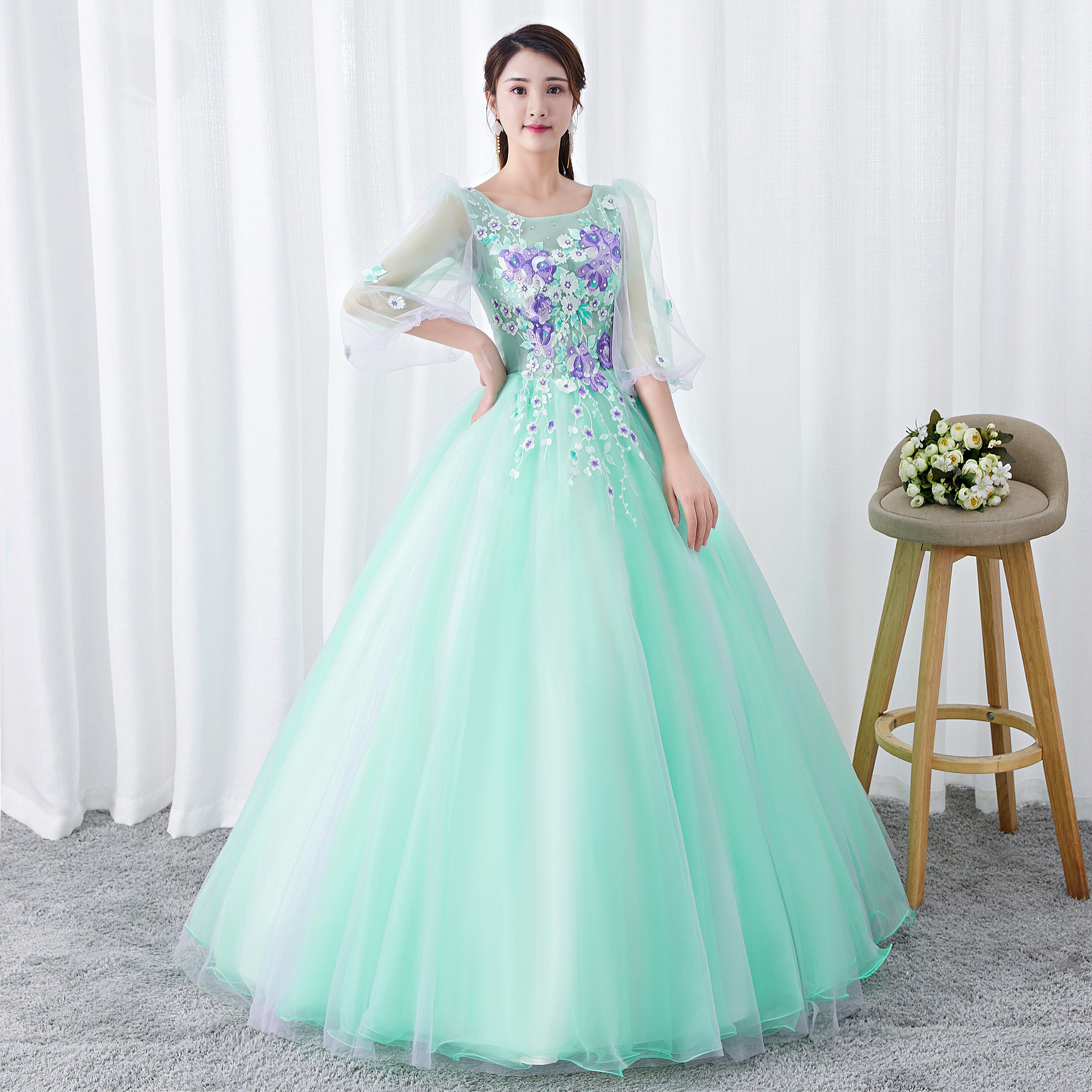 新款独唱演出服女主主持学生声乐高贵优雅影楼礼服