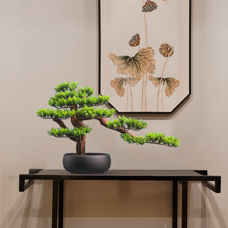 新中式玄关植物仿真家居办公室茶室茶桌仿真植物盆景