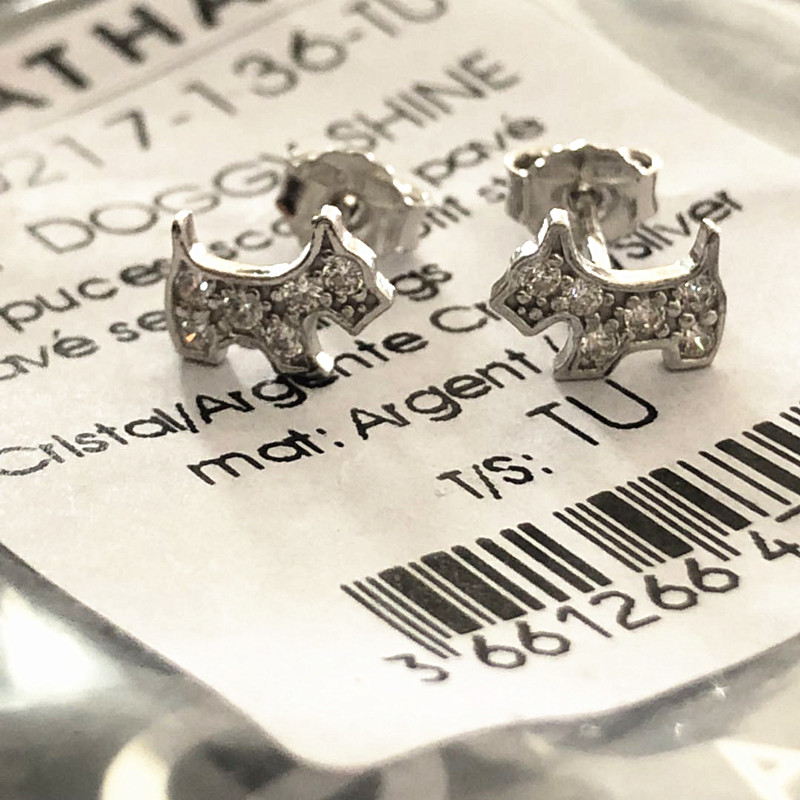 西班牙新品agatha镶钻纯银小狗耳钉耳钉