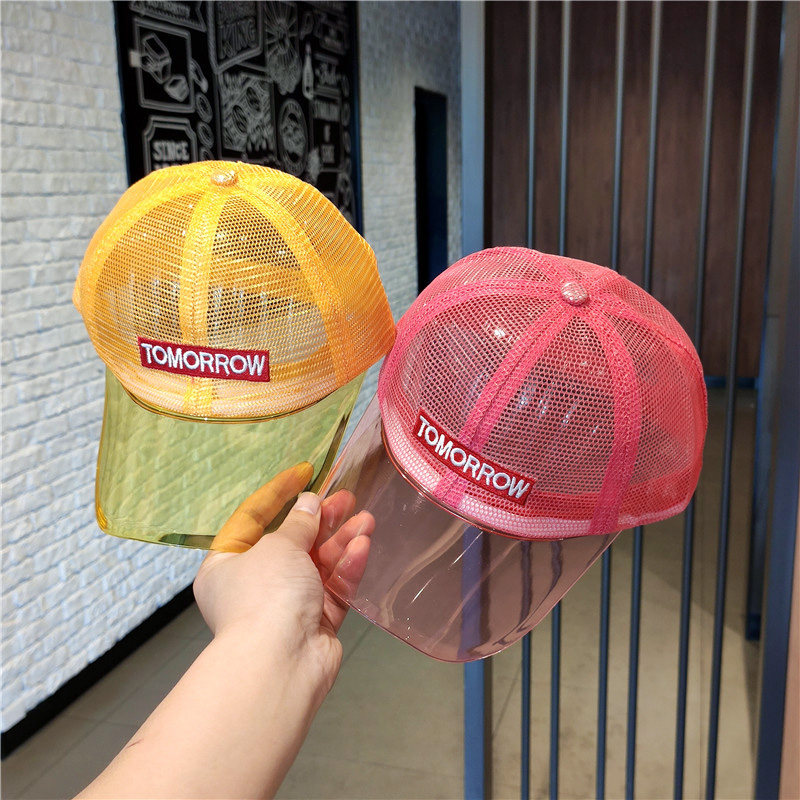 网红太阳帽透明塑料鸭舌帽遮阳帽男女夏天帽子