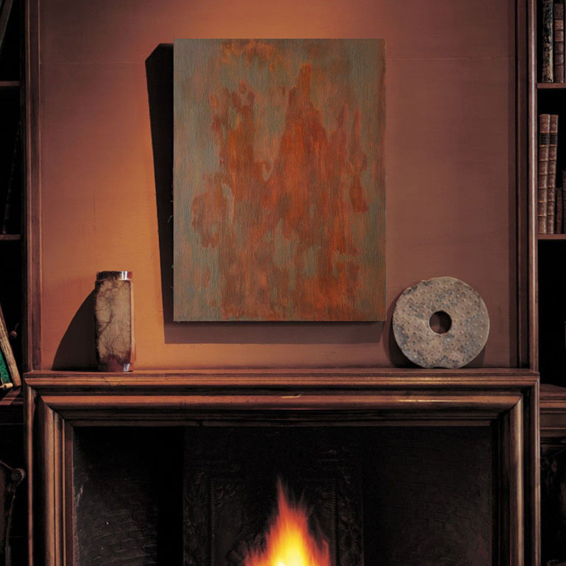 原创手绘油画抽象铁锈机理侘寂wabisabi客厅定制油画