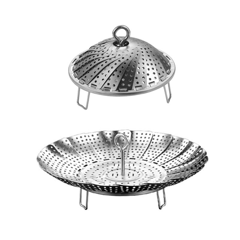 加厚不锈钢蒸架可伸缩折叠蒸笼盘蒸屉蒸格多功能水果篮餐具笼