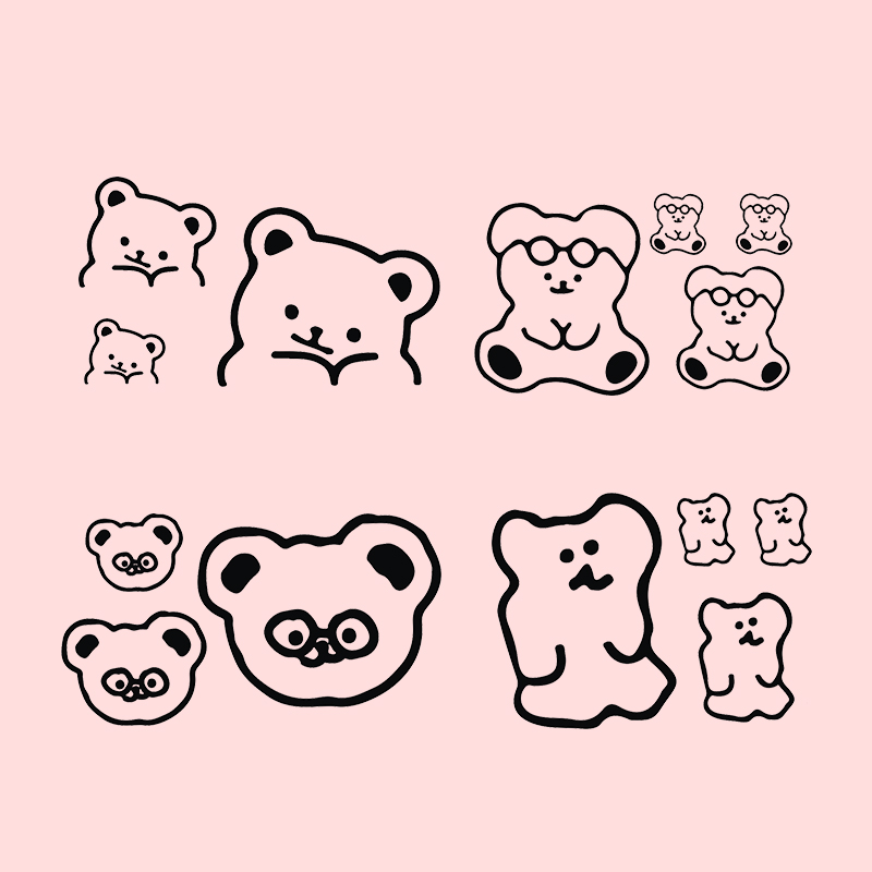 贴纸ins可爱软糖小熊笔记本电脑mazzzzy手账手机行李箱笔记本个性小