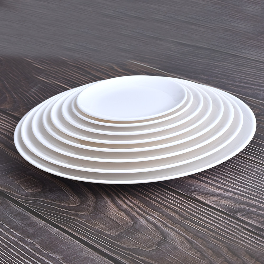 密胺a5餐具纯白色仿瓷塑料圆盘平盘凉菜盘子盘