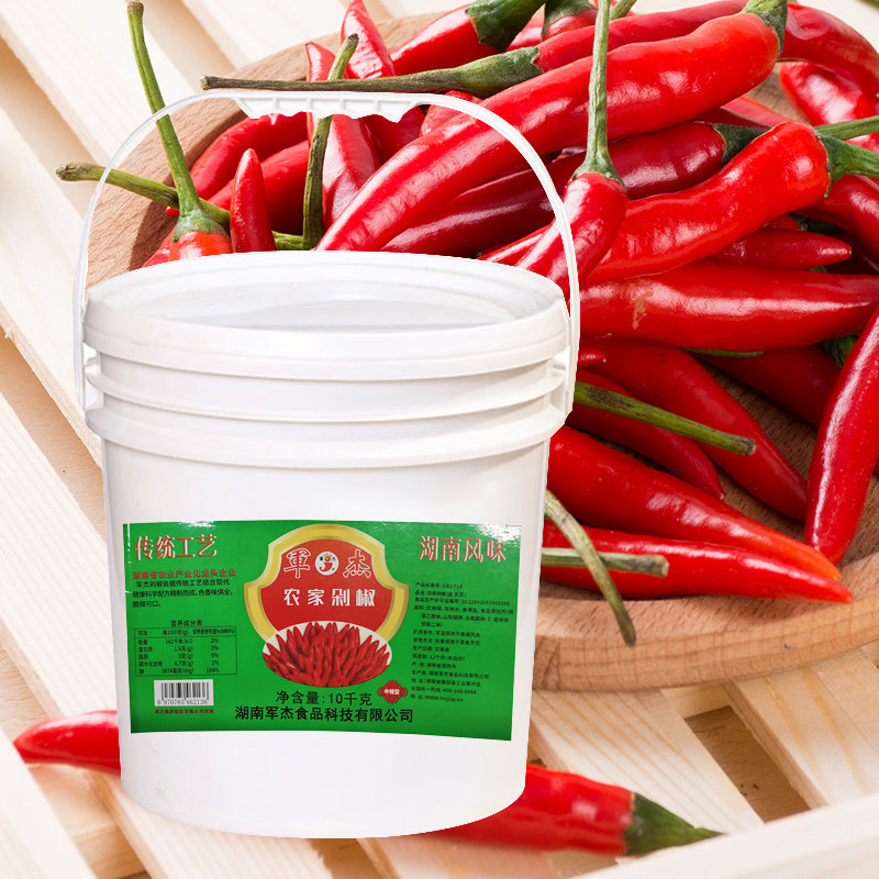 军杰湖南辣椒大桶桶装10kg餐饮酒店食堂商用辣椒酱