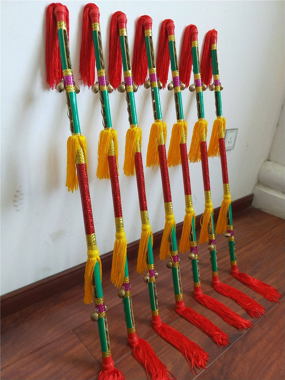 钱杆连响广场舞铜钱霸王金钱棒打花棍鞭莲铃铛更多民间运动用品