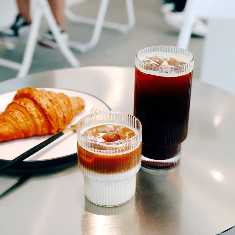 ins北欧网红条纹玻璃杯高颜值冰美美式咖啡杯鸡尾玻璃杯