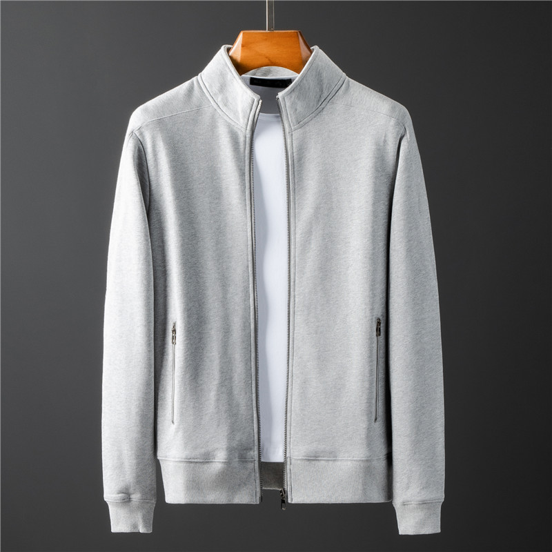 春季开衫立领卫衣男潮流纯棉运动休闲男士加大码宽松拉链外套春秋