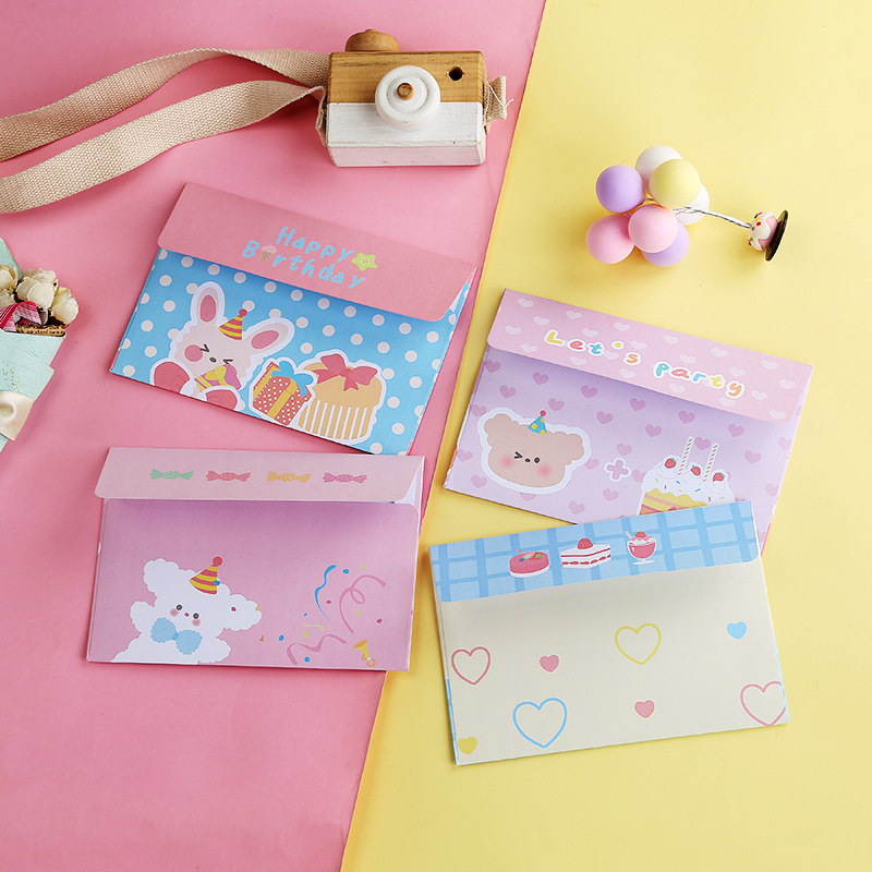 文雯可爱卡通生日快乐信封信纸套装祝福贺卡信封