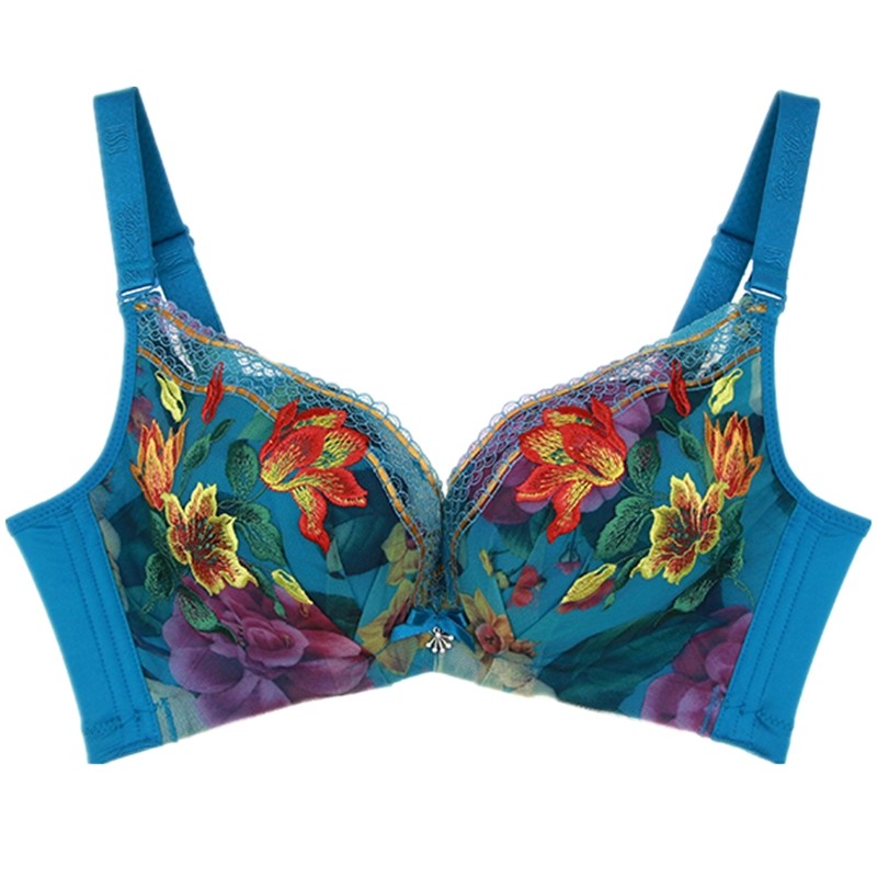 依之妮2017秋冬新品476aa印花刺绣超厚模杯聚拢调整型文胸内衣