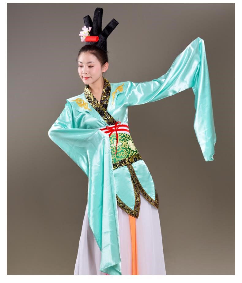 踏歌民族舞水袖古典演出服成人合唱汉唐舞台舞蹈民族服装